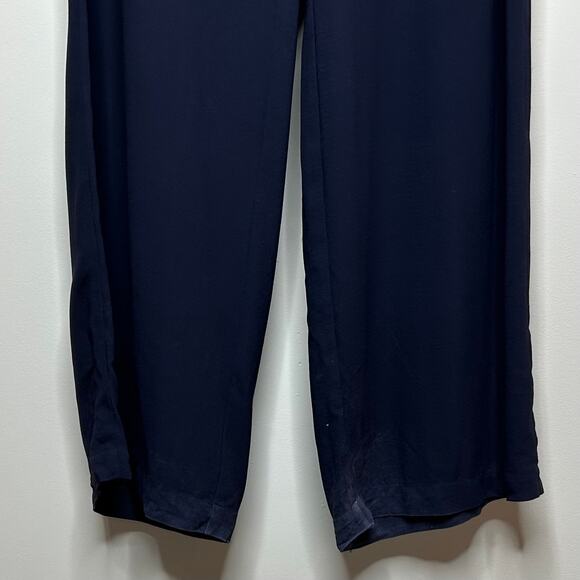 Eileen Fisher 100% Silk Navy Blue Flowy Pants Size S Minimalist - Picture 3 of 10